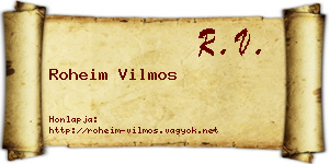 Roheim Vilmos névjegykártya